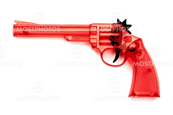 Toy plastic gun , on a white background
