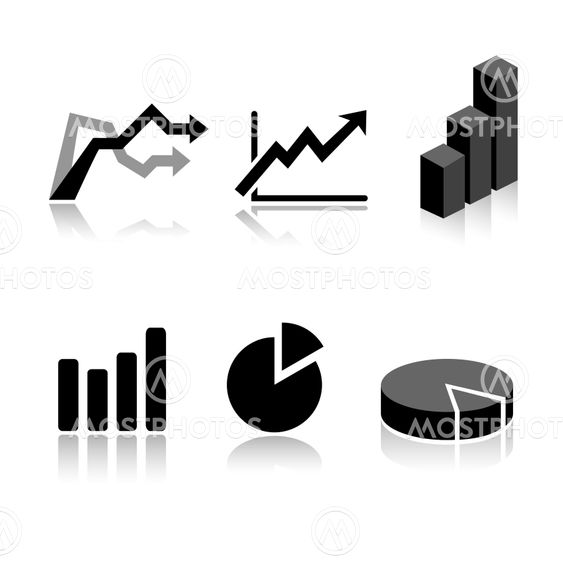Set of 6 graph icon variations