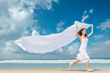 Jumping with a white scarf