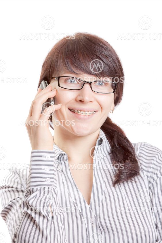 Smiling girl with braked