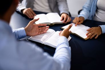 Christian Preacher Leads Bible Study With Friends,...