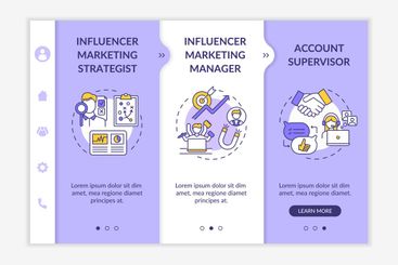 Influencer marketing occupation onboarding vector template