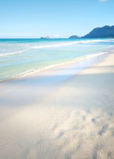 Ocean, sand and beach coast for freedom, holiday trip...