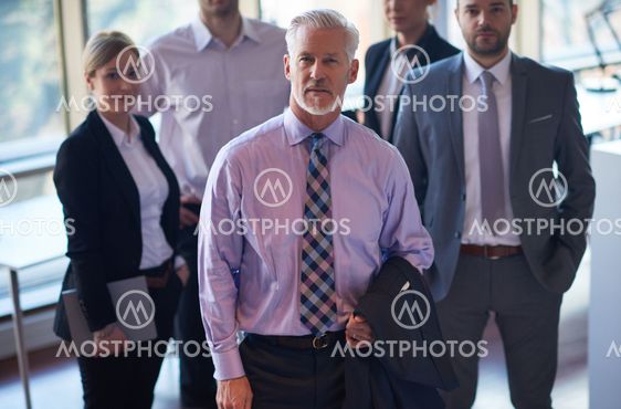 senior business man with his team at office