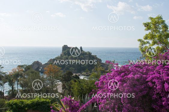 Seaside view in Taormina, Sicily, Italy