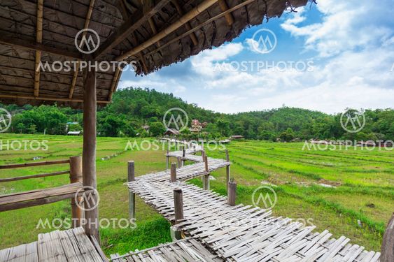 Bamboo bridge Boon Ko Ku So at Pai; Thailand