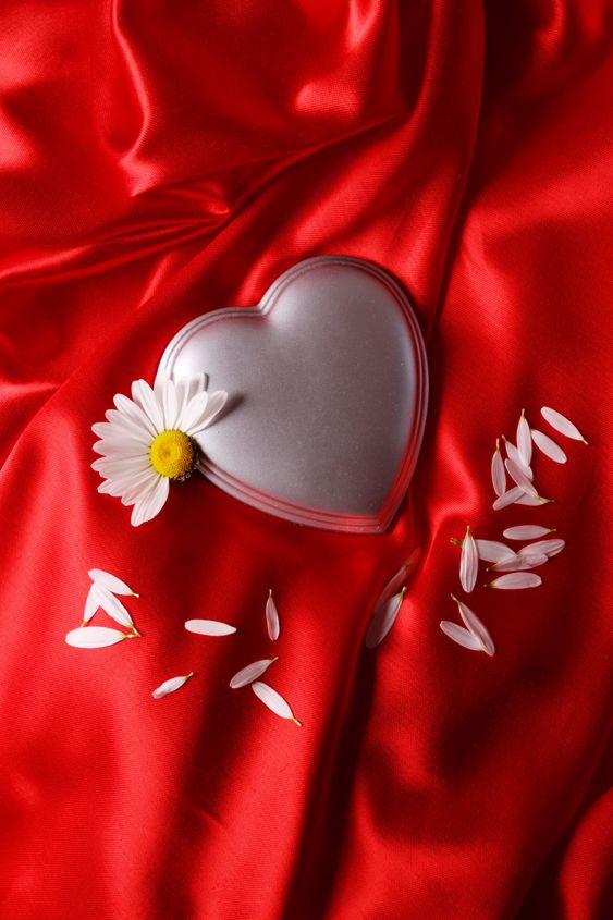 Heart on red satin
