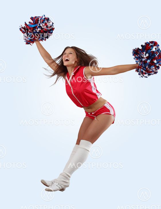 cheerleader tyttö hyppää