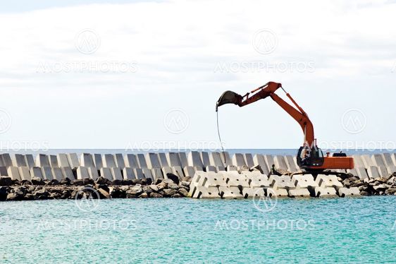 Excavator machine working