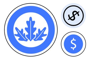 Blue Leaf Symbol with Dollar Icons Representing Finance...