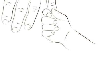 Parent and baby hand