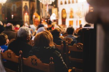 Greek Orthodox Christian Easter ceremony procession,...