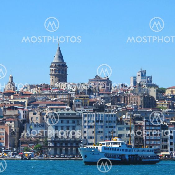 Galata, on the opposite side of the from old Istanbul, seen from across the Golden Horn with Galata Tower