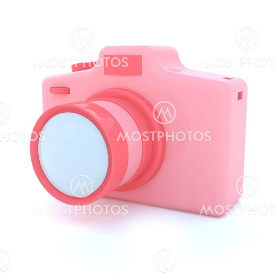 Pink digital camera toy with white blackground