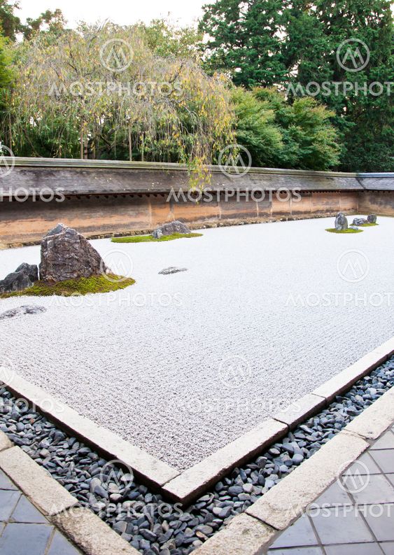 Rock garden at the Ryoan-ji temple in Kyoto, Japan.