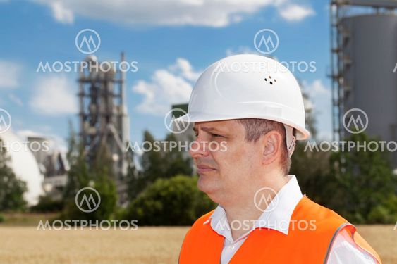 Engineer near the factory