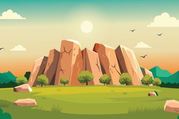 Beautiful Rocky Cliff Nature Panorama Landscape in...