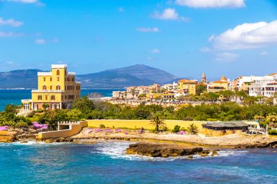 Mediterranean seacoast in Alghero city, Sardinia, Italy