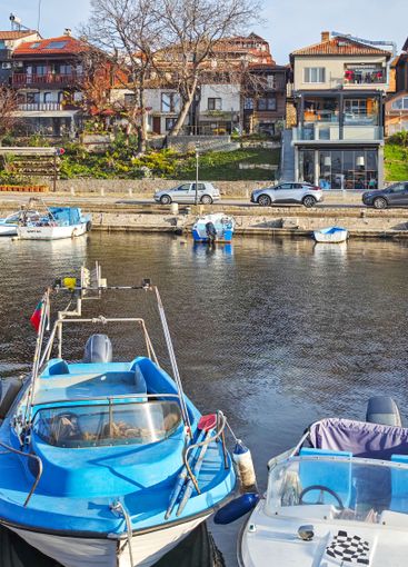 Sunset panorama of the port of Sozopol, Bulgaria