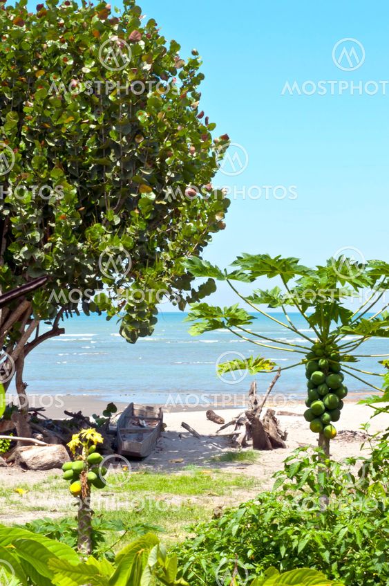 deserted beach in a bay in Ecuador