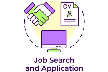 Job search and application multi color concept icon
