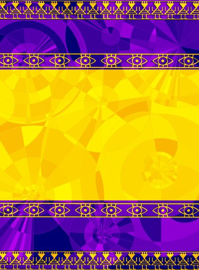 yellow purple colored image of frame with abstract figures