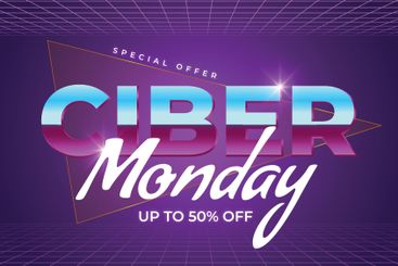 Retro futuristic cyber monday