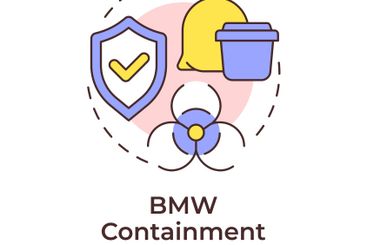 Biomedical waste containment multi color concept icon