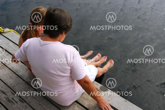 Family on dock