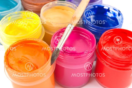 Paints and paintbrush