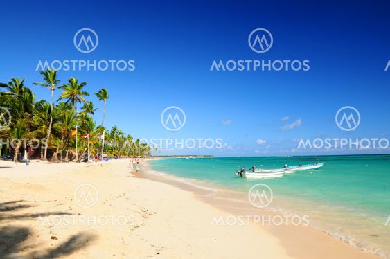 Sandy beach on Caribbean resort