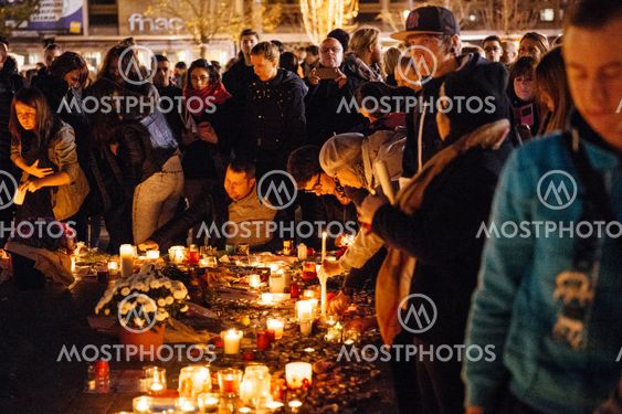 People gathering in solidarity with victims from Paris...