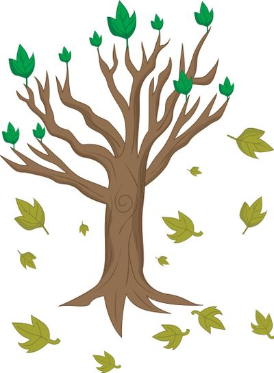 Illustration of cartoon tree abort leaves