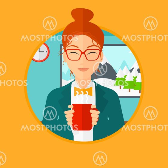 Woman enjoying cup of hot coffee.