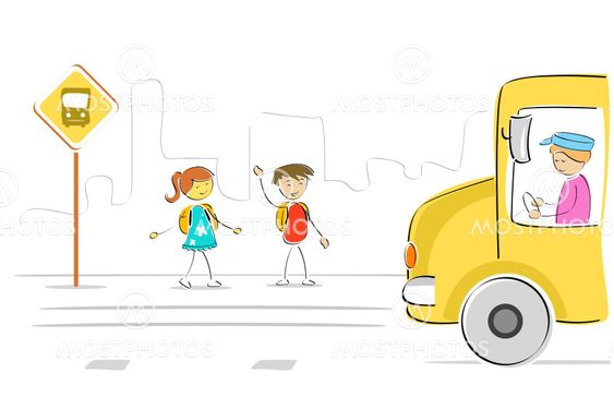 kids at bus stop