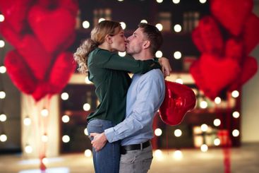 Love Kiss Behind Heart. Romantic Day