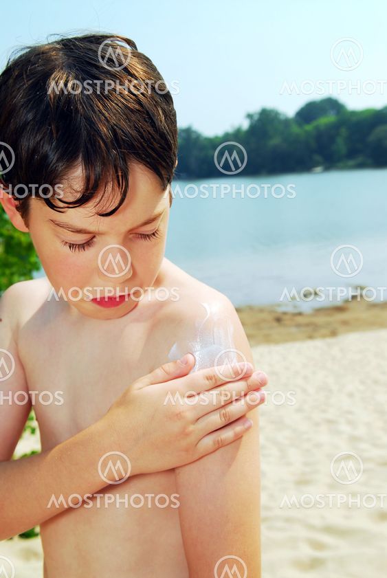 Applying sunscreen