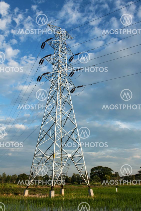 High voltage pylon in paddy