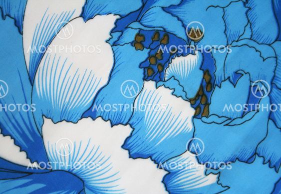Water colour pattern from blue flower on a fabric