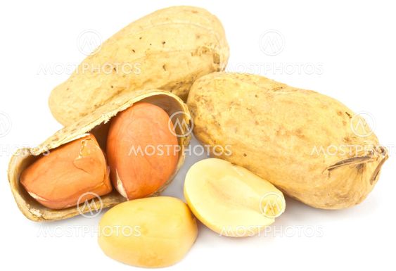 nuts, peanuts in the shell on a white background