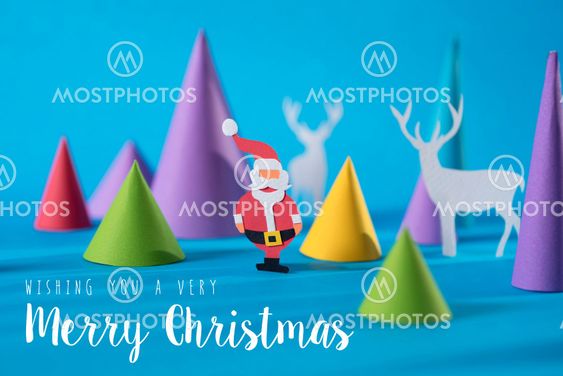 Merry christmas handmade paper cut santa deer card