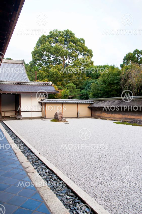 Rock garden at the Ryoan-ji temple in Kyoto, Japan.