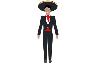 Traditional Man in Mexican Charro Outfit with Sombrero...