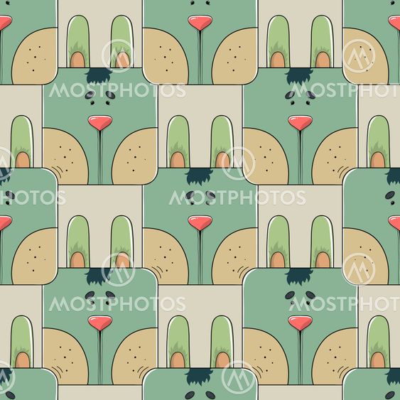 Seamless pattern the face of a cute rabbit