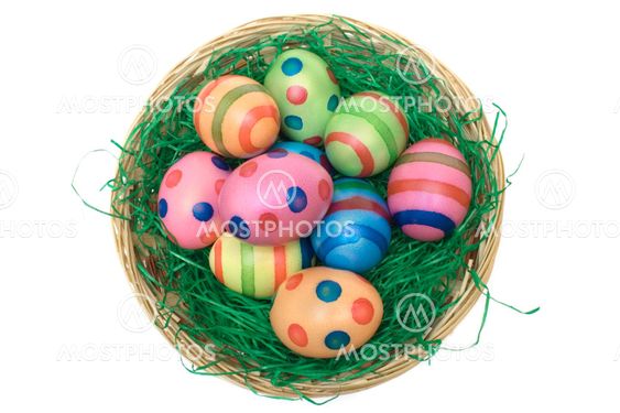 Basket with Colored Eggs (Top View)