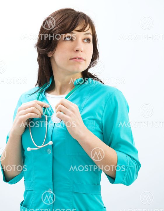 Portrait of a woman wearing doctor uniform