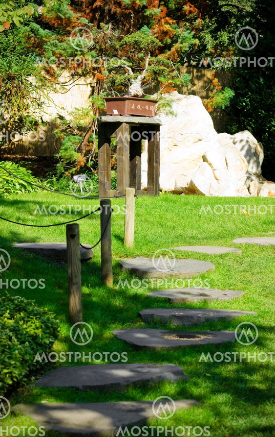 Stoned path in japanese garden