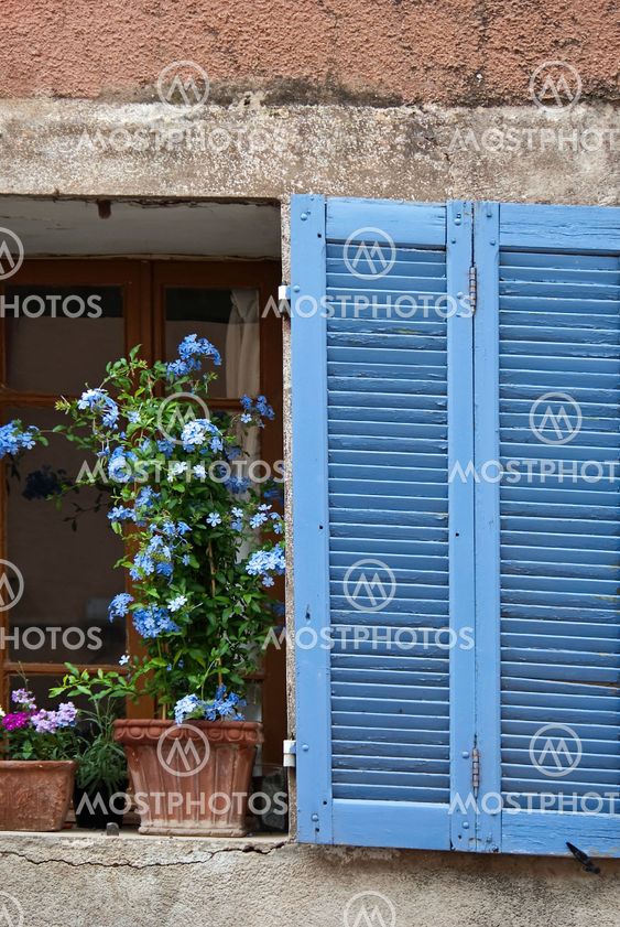 Blue window shutter