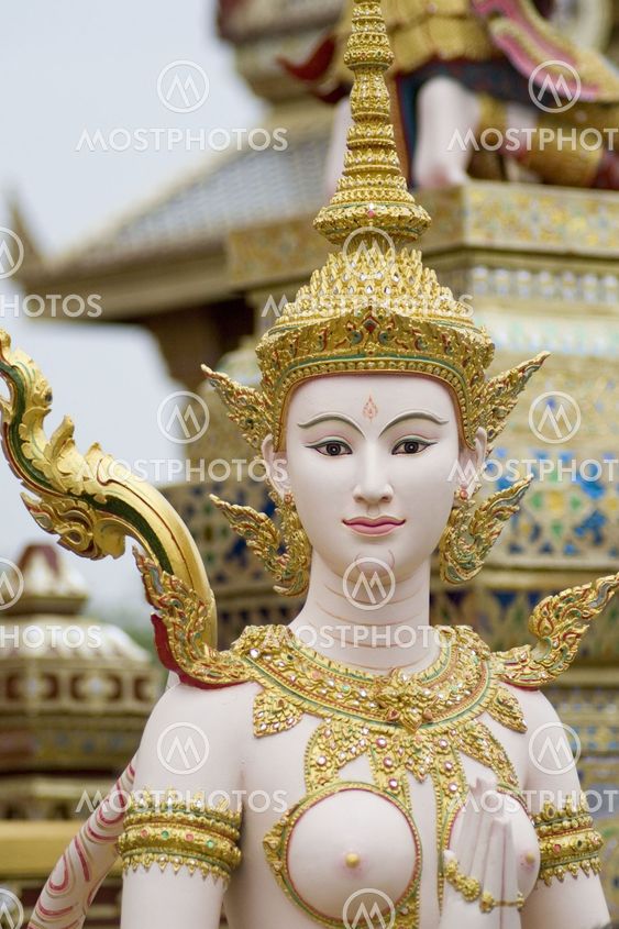 kinaree is thai angle, a mythology figure, is watching the temple in the Grand Palace Bangkok Thailand