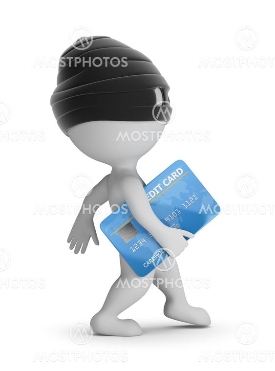 3d small people - thief with a credit card